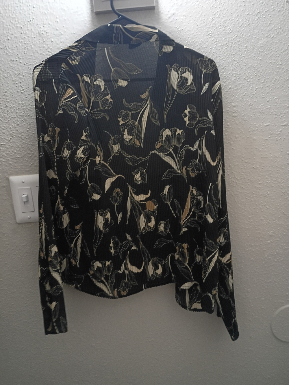 George Black Blouse with Cream Floral Print